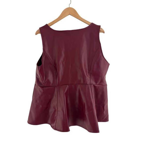 Sexy Torrid Red Peplum Faux Leather Sleeveless Top Size 2X 18 20 Plus Tank Shirt - Picture 6 of 9